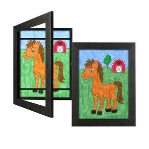 2 Pack 8.5x11 Kids Changeable Art Frames Rustic Black, Vertical Or Horizontal